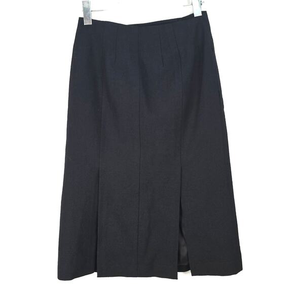 Givenchy Wool Crepe Wrap Midi Skirt Black Gold Turn Lock Hardware Silk 36 NWT - Picture 3 of 14